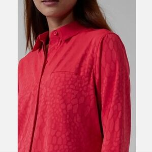 Athleta Red Urbanite Serpentine XS S Button Down Tunic Top